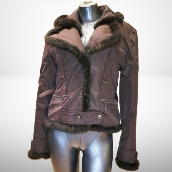 Christian Dior Vintage Winter Jacket in Chestnut Brown with Fur Trim size 40 / 8 - Picture 1 of 15
